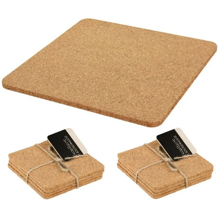 Koopman Getränkeuntersetzer Kork Tassenuntersetzer Ø 10cm Rund / Eckig 12 er Set, 12-tlg, 12tlg, Kork, Eckig – Bild 3