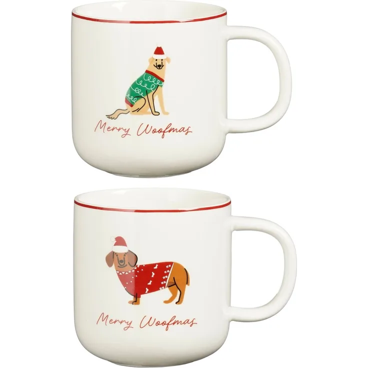 Mica Geschenkset Tasse Hund 9x9 cm off white 2-teilig
