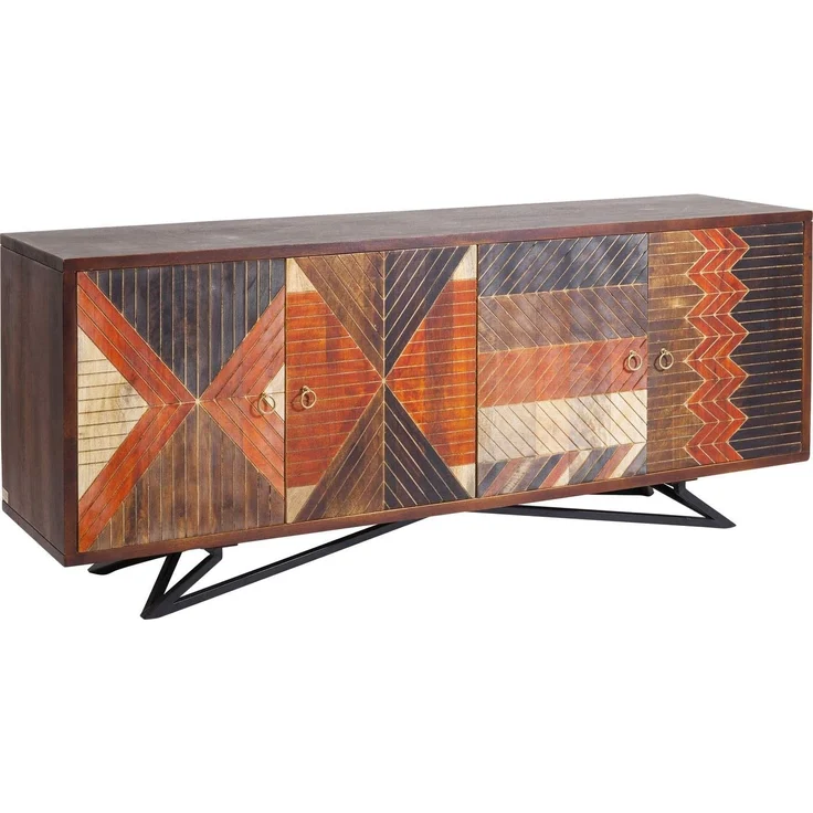 Kare Design Sideboard Tomahawk, schönes Sideboard mit Türen für das Wohnzimmer, Muster und verschiedene Farben, breite Holzkommode, Anrichte, (H/B/T) 75 x 177 x 45 cm – Bild 9