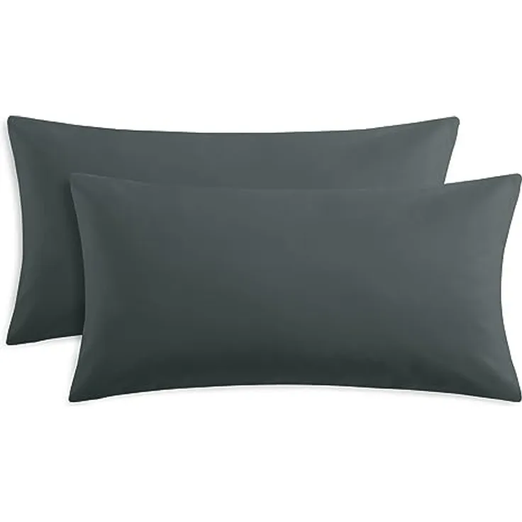 RUIKASI Kissenbezug 40 x 80 cm, 2er Set Grau, Oeko-Tex Mikrofaser mit Reißverschluss, strapazierfähig und atmungsaktiv