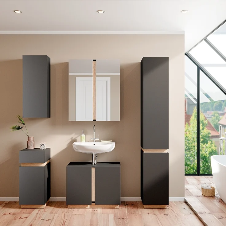 Badmöbel-Set Gloria Anthrazit 5 Teile Vicco – Bild 4