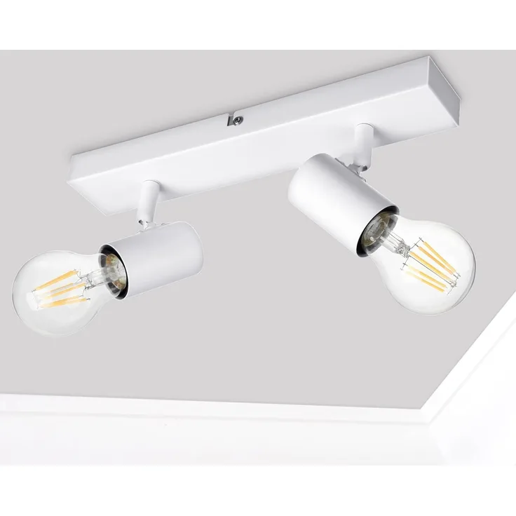 Dehobo Deckenlampe E27 Weiß, Deckenleuchte 2 Flammig, LED Decken Strahler Modern, Retro deckenleuchten Lampe e27 für Schlafzimmer Wohnzimmer Korridor Küche, Nein Leuchtmittel, Max. 60W