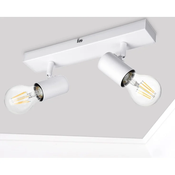 Dehobo Deckenlampe E27 Weiß, Deckenleuchte 2 Flammig, LED Decken Strahler Modern, Retro deckenleuchten Lampe e27 für Schlafzimmer Wohnzimmer Korridor Küche, Nein Leuchtmittel, Max. 60W