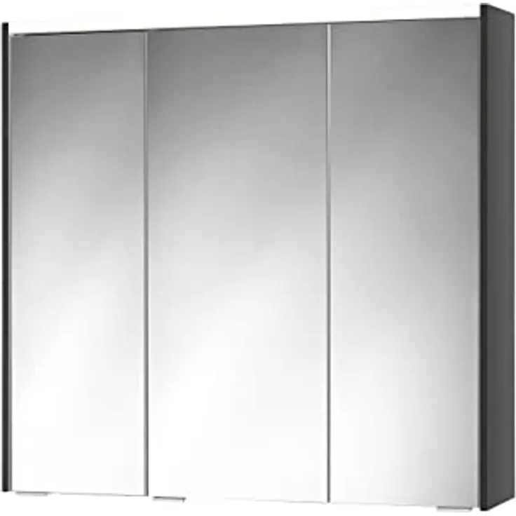 Sieper LED-Spiegelschrank KHX 80, anthrazit/weiß, 3 Spiegeltüren, integrierte Steckdose, verstellbare Glas-Einlegeböden