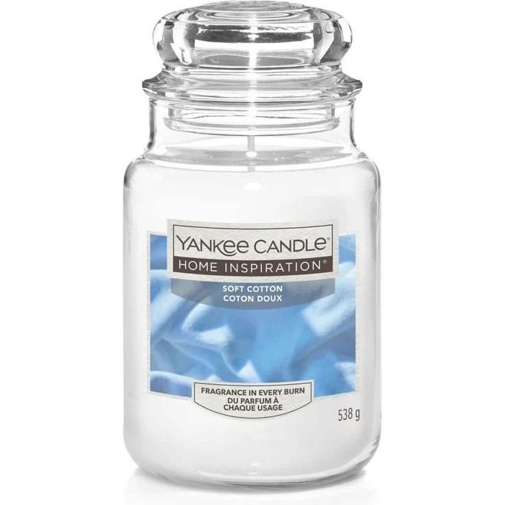 Yankee Candle Duftkerze Großes Glas Soft Cotton 538 g weiß Duft Kerze Duftkerzen – Bild 1