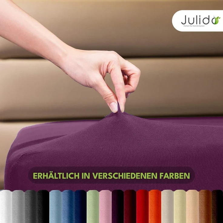 Jersey Spannbettlaken Spannbettuch 90-100x190-200cm 100% Baumwolle Aubergine – Bild 7