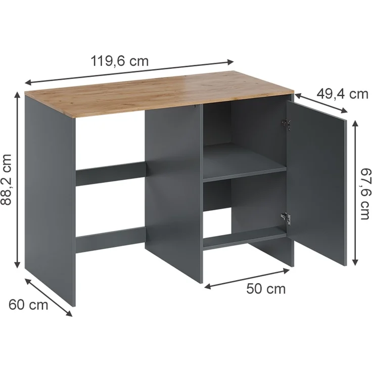 Waschmaschinenschrank Viktor Anthrazit/Goldkraft Eiche 119.6 x 88.2 cm mit 1 Tür Vicco – Bild 2