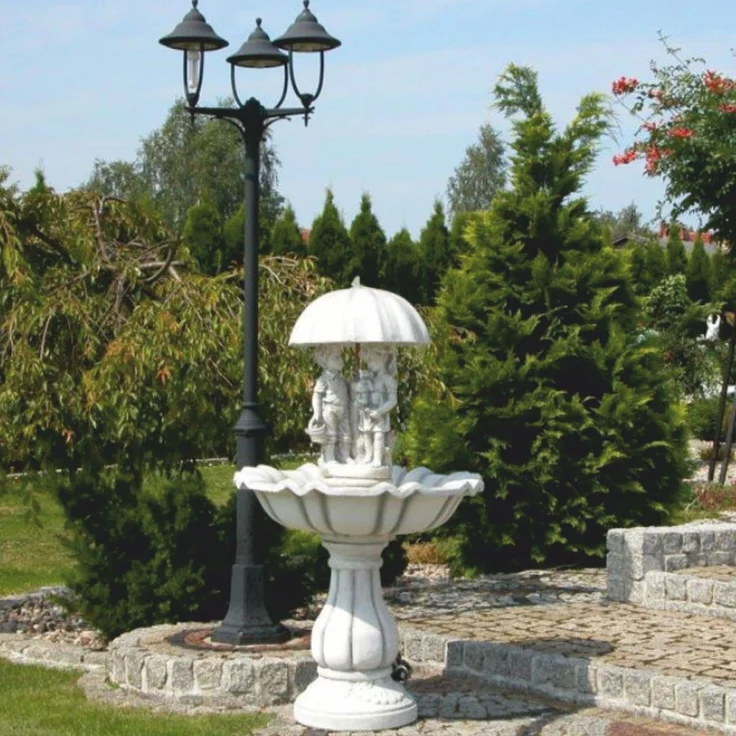 Casa Padrino Barock Springbrunnen Weiß Ø 79 x H. 138 cm - Nostalgischer Gartenbrunnen – Bild 2