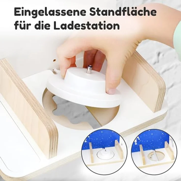 stadtecken Holzregal für Musikbox I Passend für die Toniebox und ca. 35 Tonies I Perfekte Aufbewahrung im Kinderzimmer I zum Aufstellen oder Aufhängen (Kosmos) – Bild 9
