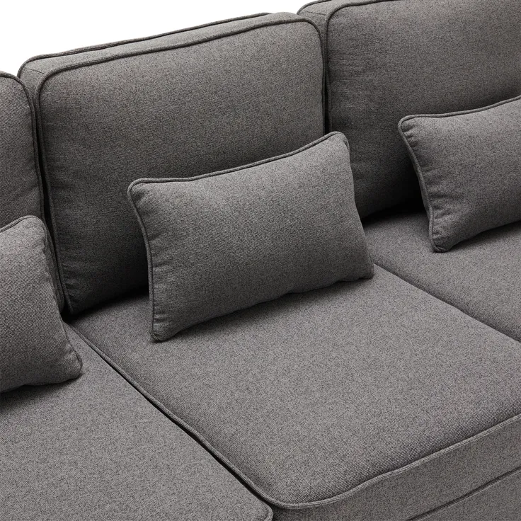 Big-Sofa, 264 cm, 4-Sitzer inkl. loser Zier- und Rückenkissen, Leinen Bezug, Polstersofa, Wohnzimmersofa – Bild 10