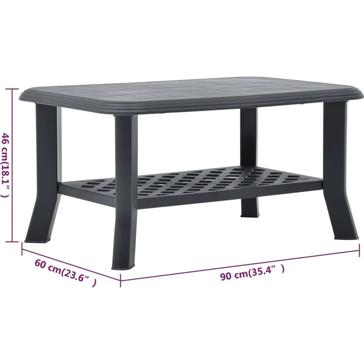 vidaXL Couchtisch Anthrazit 90x60x46 cm Kunststoff 48795 – Bild 6