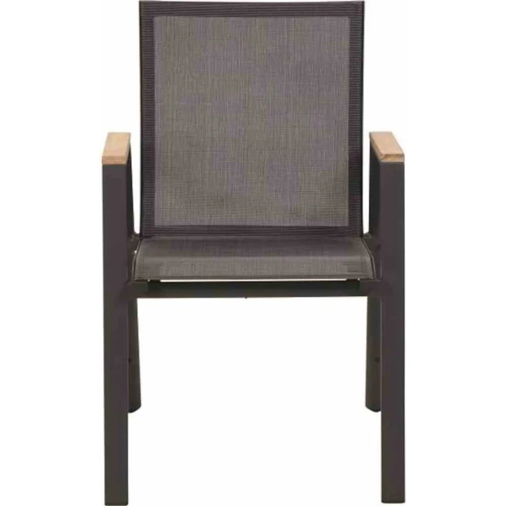 Siena Garden Dining Stapelsessel Savona matt anthrazit/schwarz silber/Teak – Bild 2