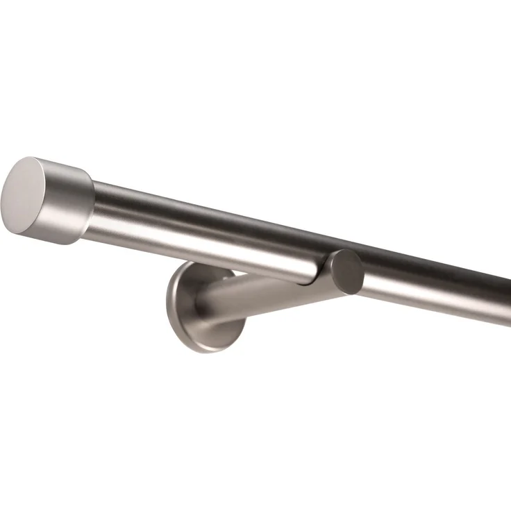 Deco-Raum® Gardinenstange 1-lauf 25mm Kappe | Länge: 540cm | Material: Metall | Farbe: Edelstahl-optik – Bild 1