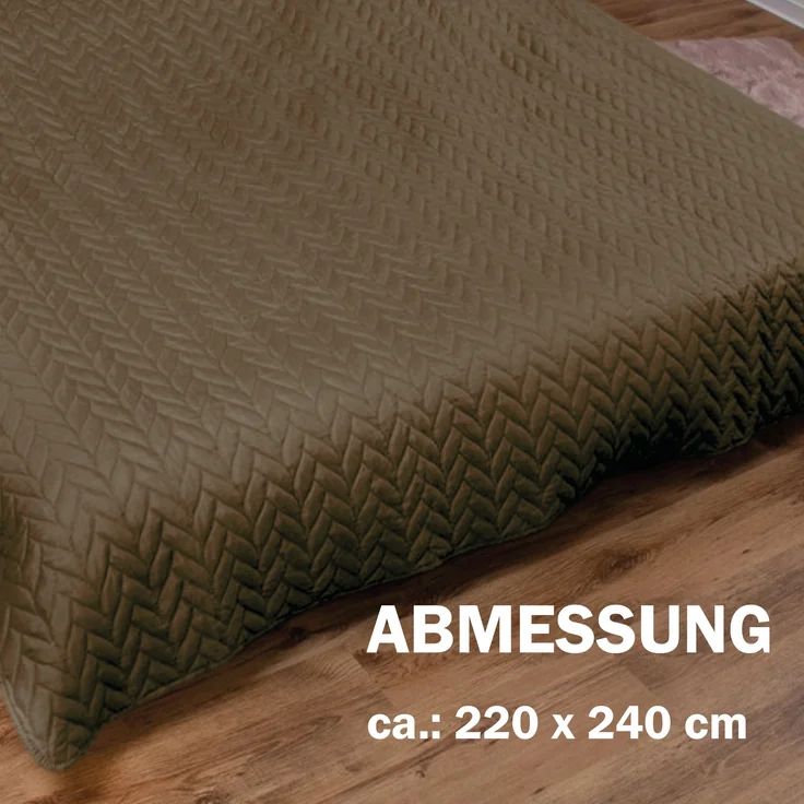 Tagesdecke XXL (220x240 cm) mit wattierter Zwischenlage (Braun) Bettüberwurf - ÖKO-Tex 100, Sommerdecke gesteppt - Steppdecke, Wendedecke – Bild 2