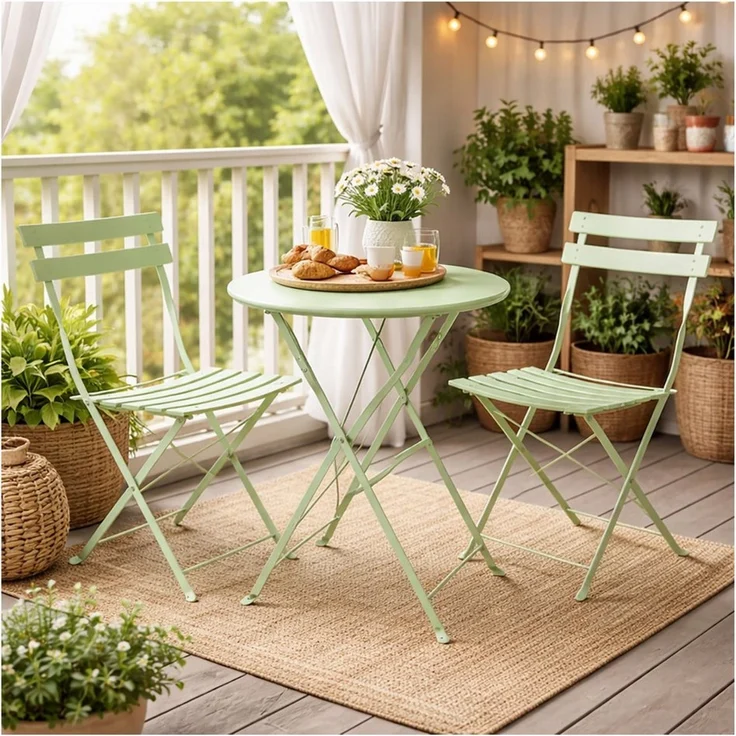 HTI-Living Gartentisch Basil Metall rund klappbar Grün (Stück, 1-St, 1 Gartentisch) – Bild 2