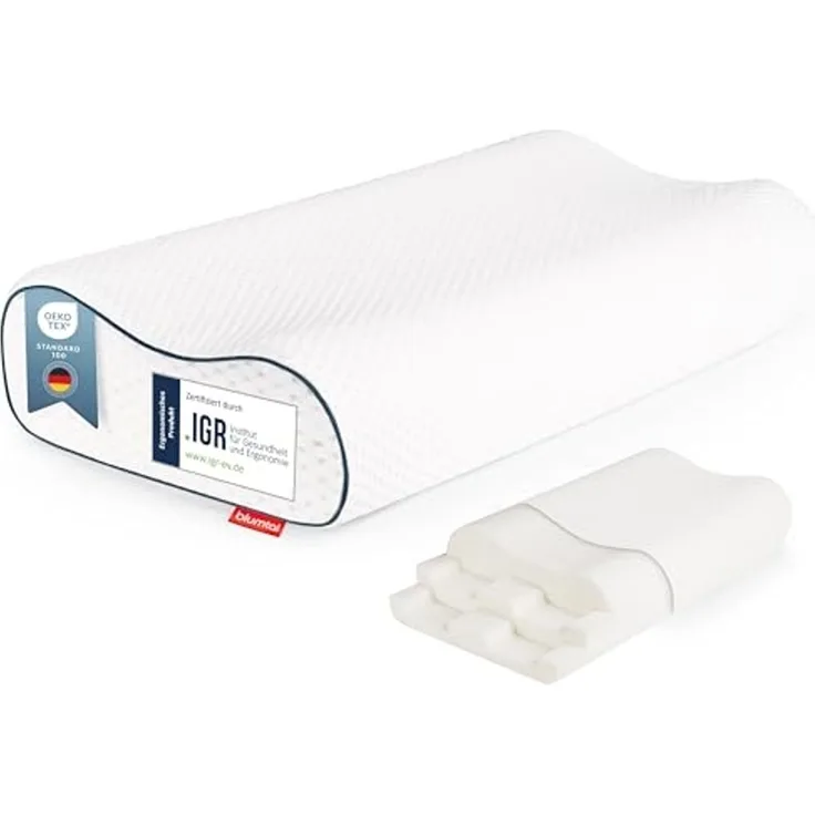 Blumtal Nackenstützkissen Orthopädisch aus Memory Foam, Ohne Plattliegen für Seitenschläfer, Bauchschläfer & Rückenschläfer, Anti-Schnarch-Kissen, ergonomisches Kissen mit individueller Höhenanpassung