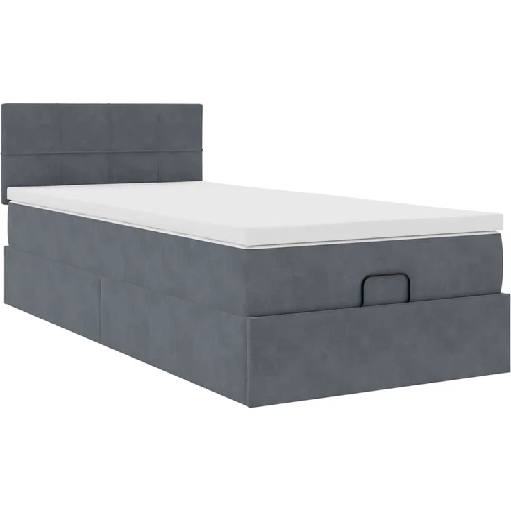 vidaXL Ottoman-Bett mit Matratze & LEDs Dunkelgrau 90x200 cm Samt 3312597 – Bild 5