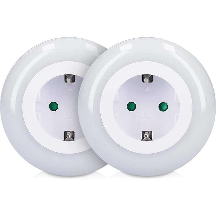 kwmobile 2x LED Nachtlicht Zwischenstecker - 2er Set Schlummerlicht mit Dämmerungssensor und 3 Farben - Steckdosenlicht Stecker für Kinder Babys