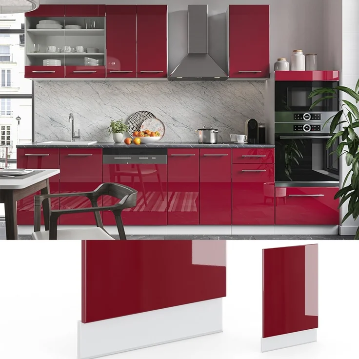 Frontblende Fame-Line Bordeaux Hochglanz 45 cm ohne Arbeitsplatte Vicco – Bild 2