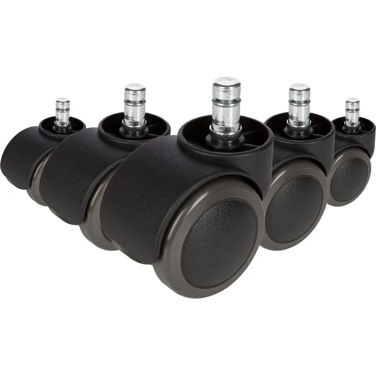 hjh OFFICE 619029 5X ungebremste Rollen ROLO Free Stuhlrollen für Hartböden 11mm / 50mm