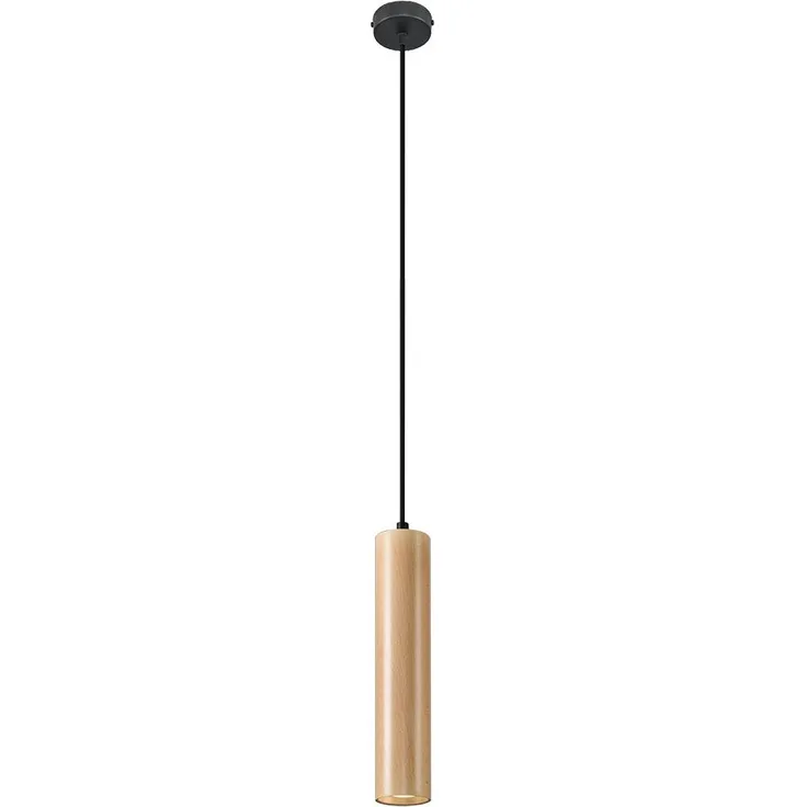 Pendelleuchte, natur, Holz, Stahl, H 100 cm