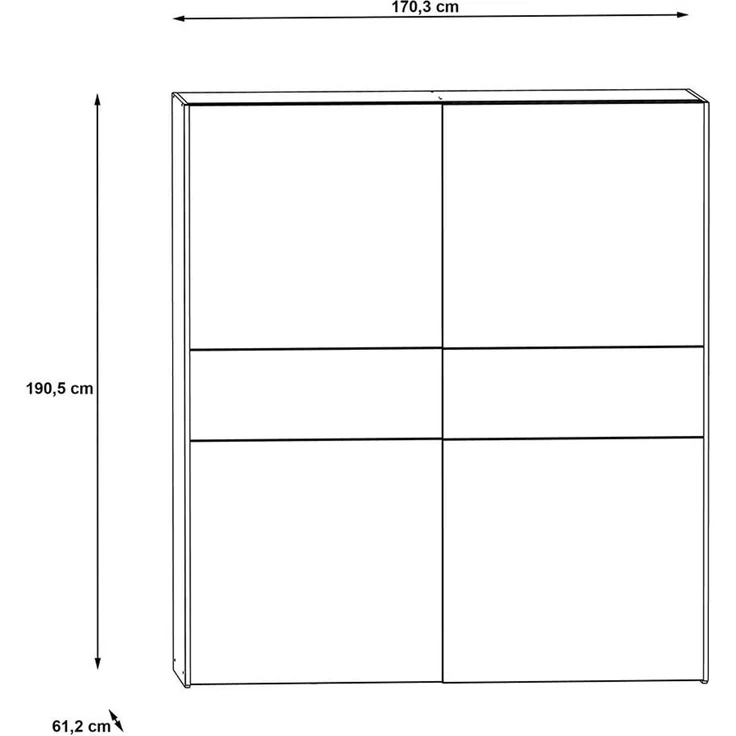 FORTE 'Nigel / Longline' Schwebetürenschrank, Holzwerkstoff Weiß/Holzfarben, 170 x 191 x 61 cm – Bild 8
