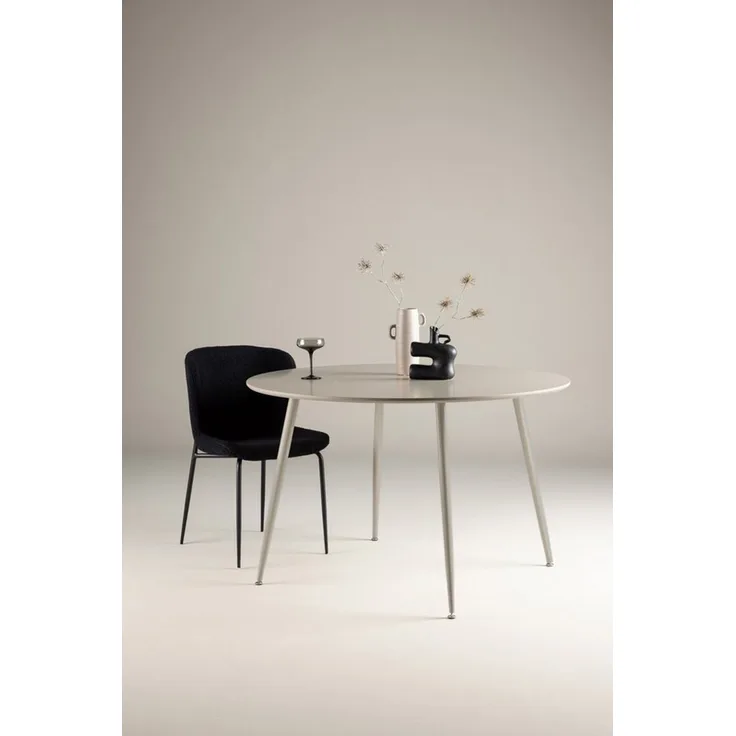 Venture Home Esstisch Plaza, runder Esstisch in einladendem Beige, einheitlich, Ø 120 cm, Esszimmertisch, MDF, Stahlbeine, rund, harmonisch, einladend