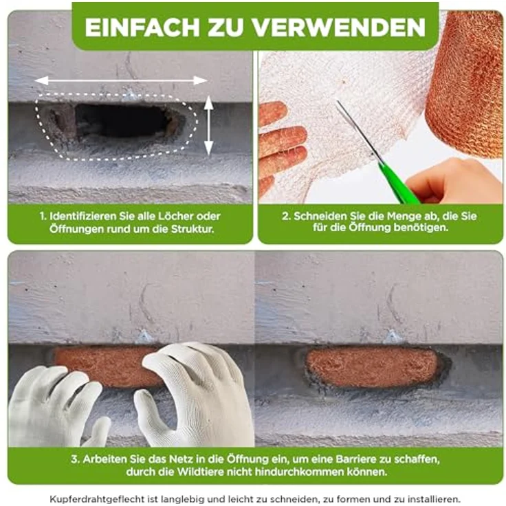 ISOTRONIC Kupfernetz 6m, Kupfergitter als Schneckenschutz & Nagetierabwehr – flexibles Kupfergewebe für Beete und Abdichten von Löchern, wartungsfrei und umweltfreundlich – Bild 4