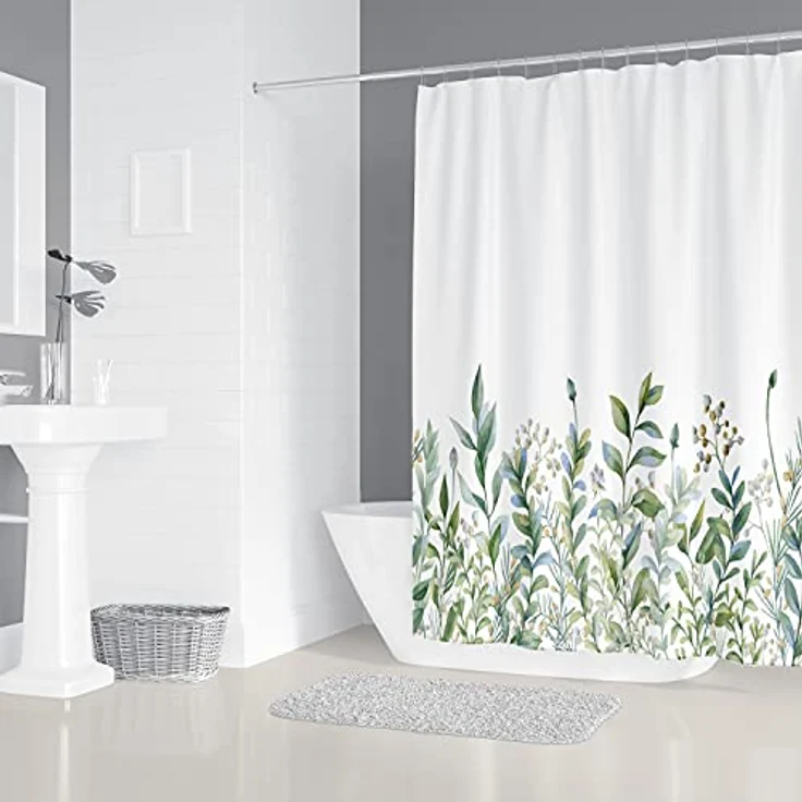M&W DAS DESIGN Duschvorhang M&W DAS DESIGN Duschvorhang Vintage Garden Pflanzen Textil gelb grün Breite 120 cm – Bild 3