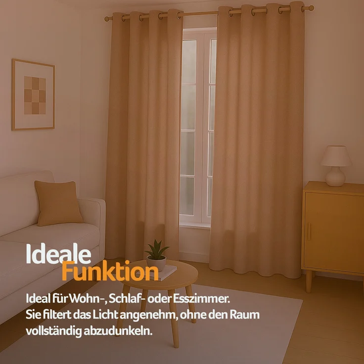 Gardine mit Ösen *** x *** cm ( Breite x Länge ) in ***, blickdichter Vorhang, Ösenvorhang in vielen Variationen 140x175 cm Hellbraun – Bild 7