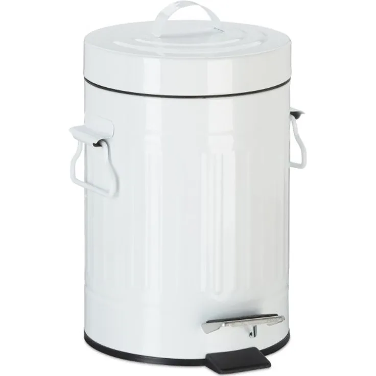 Relaxdays 'Vintage' Treteimer, Metall weiß, 3 Liter