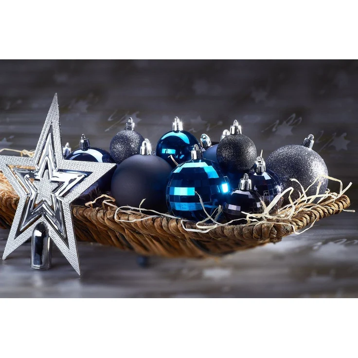 BRUBAKER Weihnachtsbaumkugel 50-teiliges Weihnachtskugel-Set mit Baumspitze, Christbaumschmuck aus Kunststoff, Weihnachtsdekoration edel und robust – Bild 3