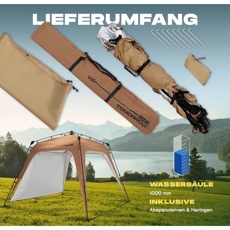Lumaland 'Where Tomorrow' Pavillon, Polyester, 250 x 250 x 190 cm, Kamelbraun – Bild 7