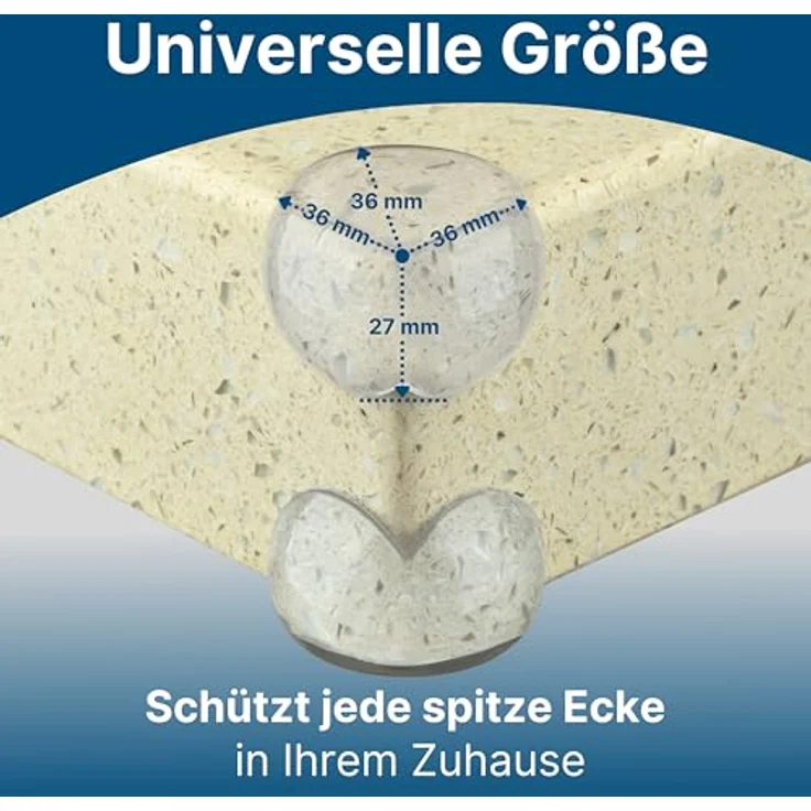 maliveo Premium Eckenschutz und Kantenschutz transparent aus Kunststoff - Geprüft - Rückstandslose Entfernung - Inklusive Ersatz - Stoßschutz für Baby und Kinder (12 Stück) – Bild 7