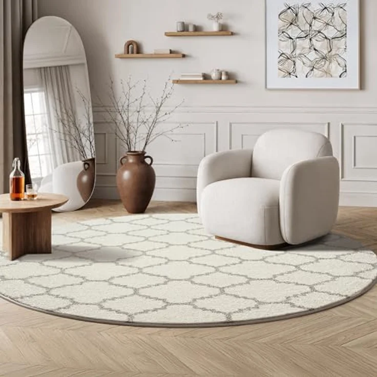 Sanat Teppich Boho 8202, rund, Höhe: 10 mm, Kurzflor, robust, Boho, Scandic, für Fussbodenheizung geeignet – Bild 1