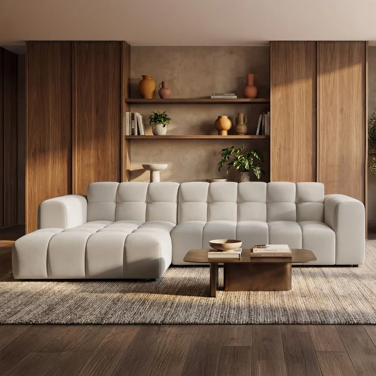 Selsey 'Boloon' Ecksofa L-Form, 3-Sitzer, links, Samt Greige, 300 cm – Bild 2