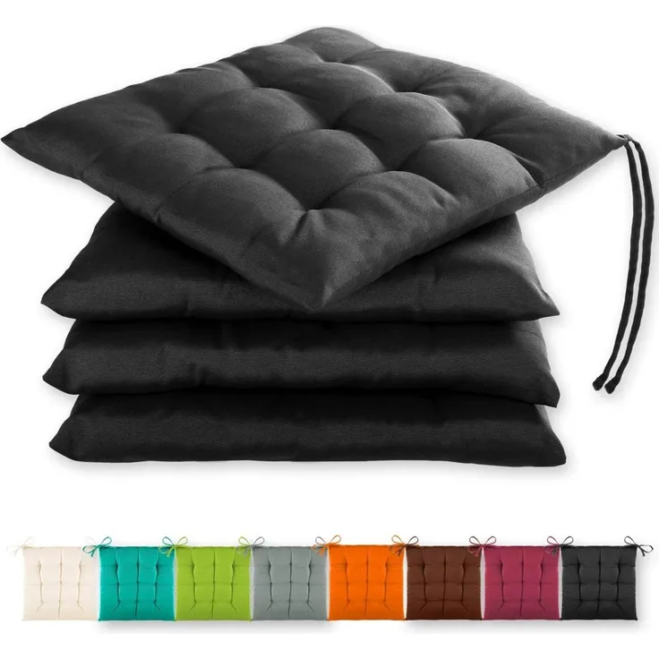 Gräfenstayn Stuhlkissen Sitzkissen 40x40cm Haltebänder Indoor Outdoor, robustes Sitzkissen für Indoor & Outdoor, mit Haltebändern