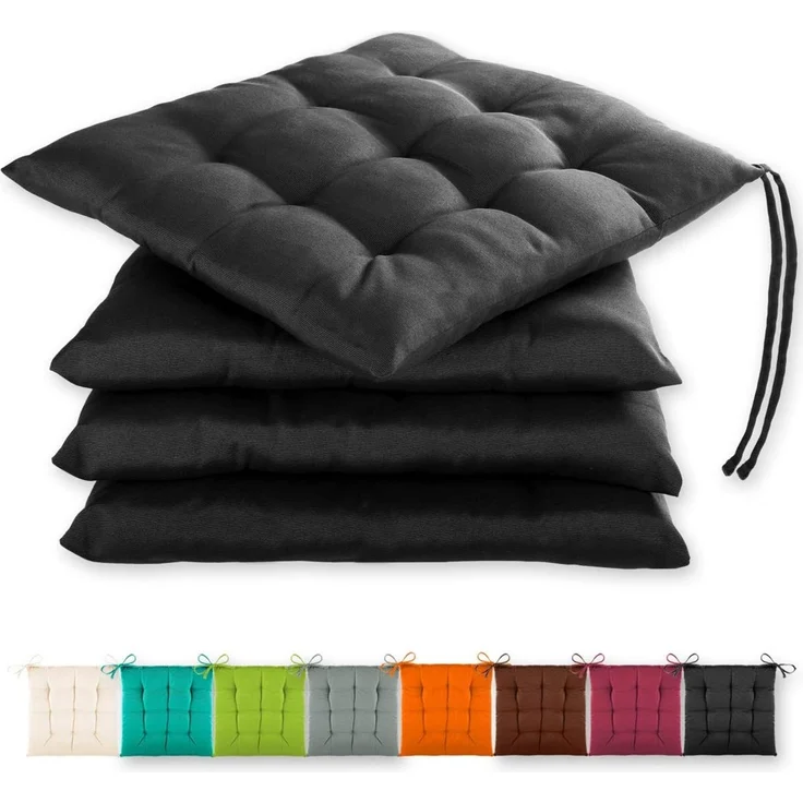 Gräfenstayn Stuhlkissen Sitzkissen 40x40cm Haltebänder Indoor Outdoor, robustes Sitzkissen für Indoor & Outdoor, mit Haltebändern – Bild 1
