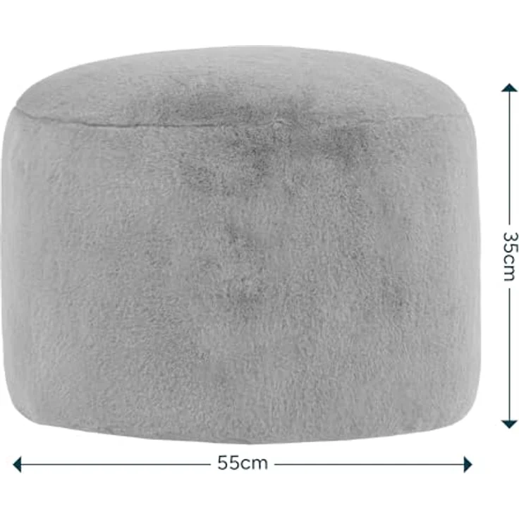 Icon Milano Hocker, Mokkabraun, Kaninchen Kunstfell Stoff, Sitzsack Stuhl, Sitzpuff Hocker mit Füllung, Fußhocker für das Wohnzimmer, Deko Wohnzimmer – Bild 4