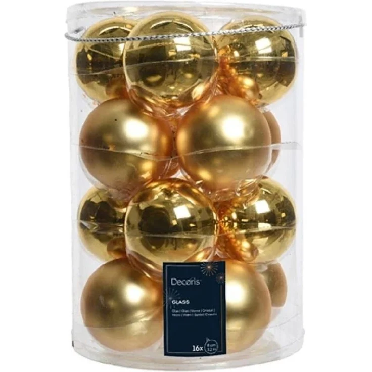 Kaemingk Weihnachtsbaumkugel Weihnachtsbaumkugeln Glas Ø 8 cm hell gold matt/glänzend 16 Stück – Bild 3
