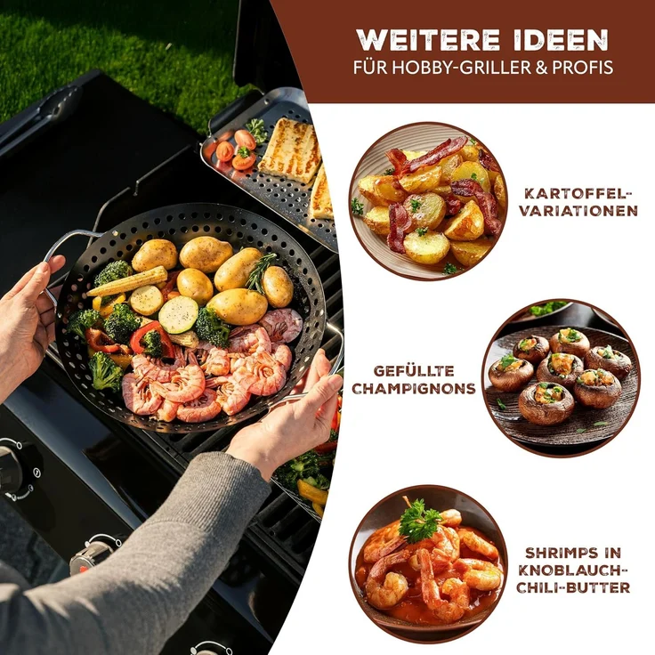 Bremermann Grillplatte, antihaftbeschichtet, Stahl schwarz, 37,5 x 30,5, 4,5 cm – Bild 6