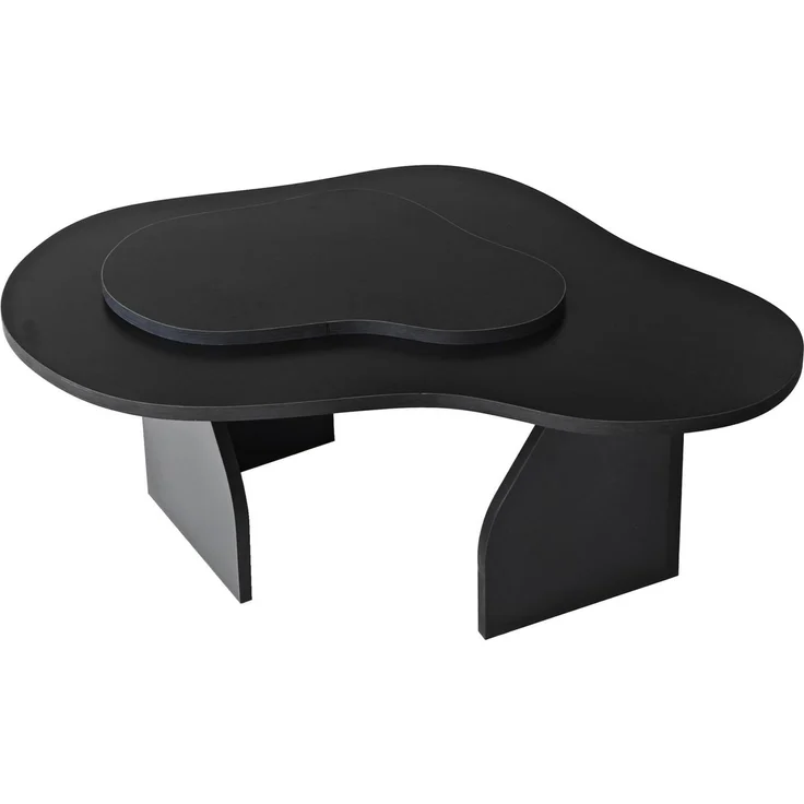 Stylish Black Coffee Table, 105 x 35 x 65 cm | 100% Melamine Coated Particle Board, 18 mm Thickness | Modern Abstract Design for Home & Office – Bild 8