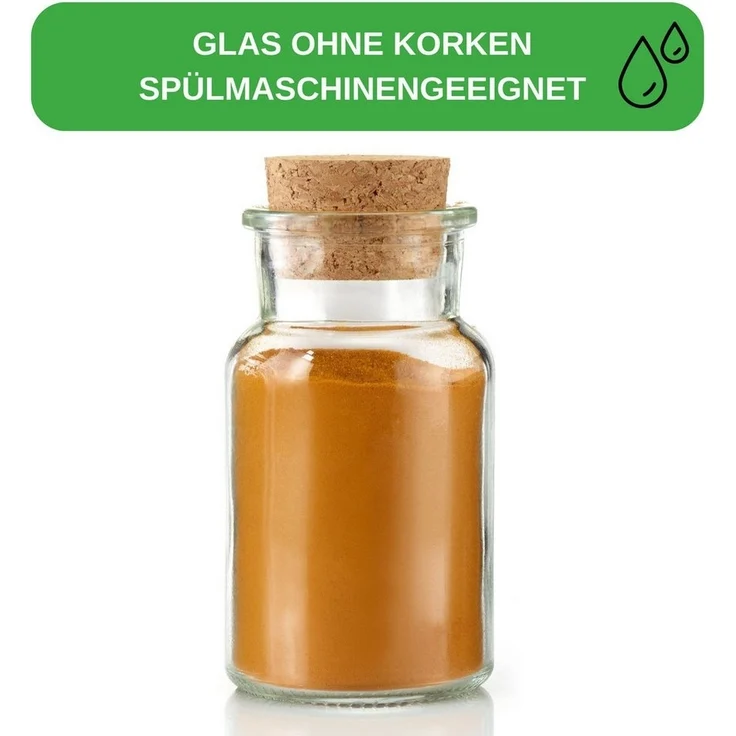 Thiru Gewürzbehälter Gewürzglas mit Korken 10 Stück - je 150 ml, (20-tlg), mit Korken – Bild 3