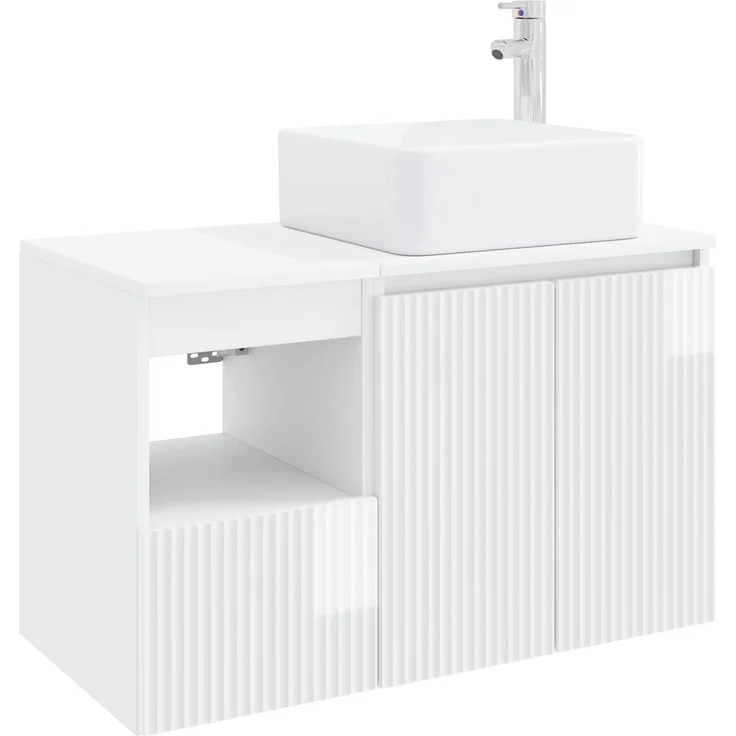 vidaXL Badezimmerschrank-Set 2 stk. Hochglanz Weiß 83 x 35 x 80 cm 3404068 – Bild 2