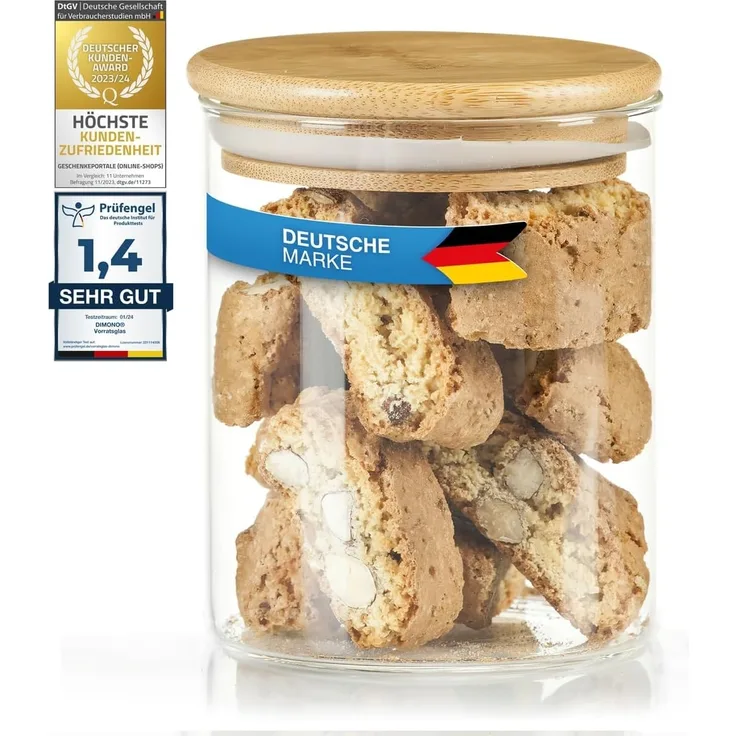 Dimono Vorratsglas DIMONO Vorratsglas mit Bambusdeckel – Borosilikatglas Aufbewahrung, Borosilikatglas, (Glasbehälter), Aufbewahrungsglas