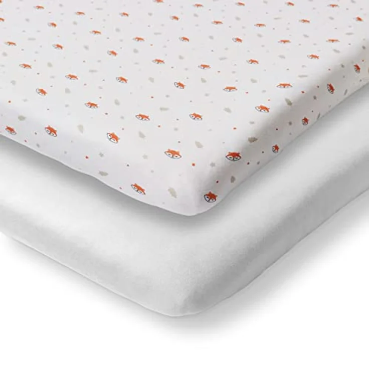 Koru Kids Spannbettlaken Motiv Fuchs, passend zu Kinderbettwäsche Fuchs, 100% Baumwolle, Gummizug: Rundum-Gummizug, (2 Stück), Liebevolles Design mit kleinen Füchsen und Sternchen – Bild 2