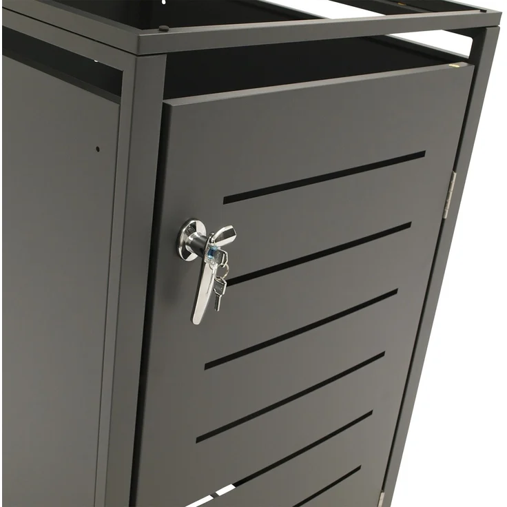 DEGAMO KÖLN Mülltonnenbox 1-er, Stahl verzinkt, anthrazit, 60x62x102cm für kleine Tonnen 120 Liter – Bild 2