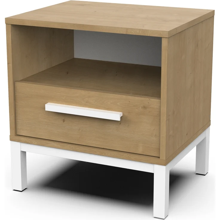 Calicosy Nachttisch 1 Schublade und 1 Fach Eiche- und Weißdekor L53,4 cm – CRAFT - Helles Holz – Bild 4
