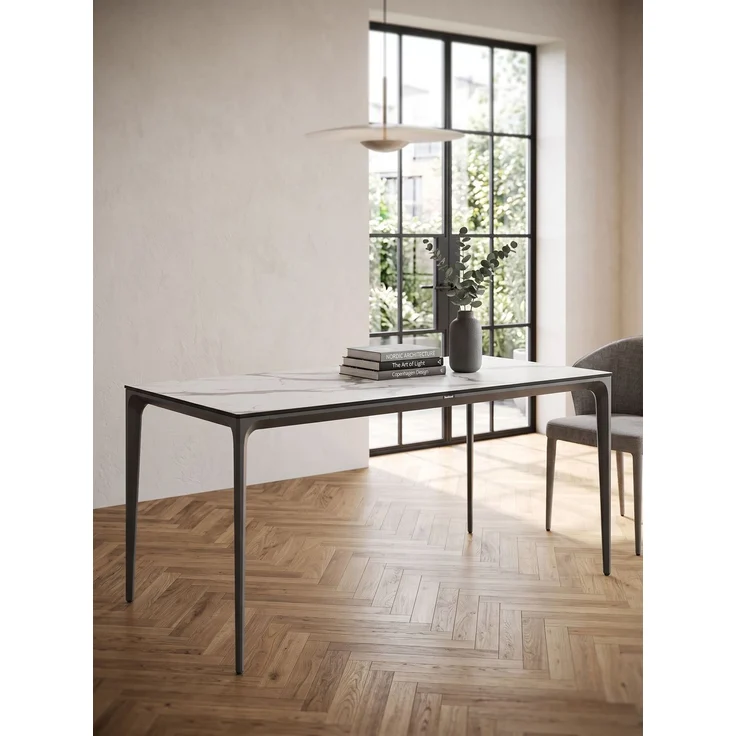 Gartentisch SOVARETO 180 cm 90 cm Marmor Optik Weißer Marmor – Bild 3