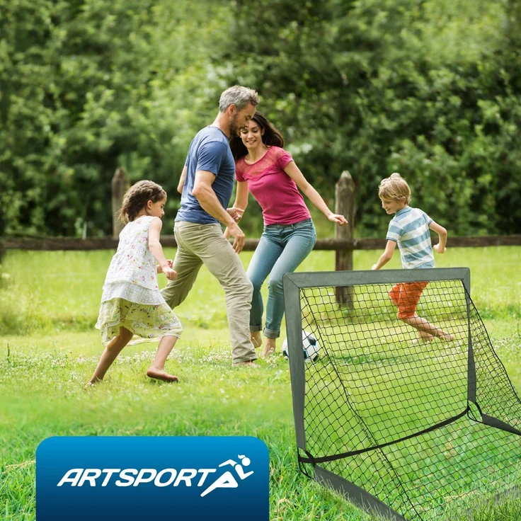 ArtSport 'Goal Master' Pop-Up Fußballtor, 2er Set, mit Zubehör, Fiberglas-Gestell, 120x90 cm, Grau – Bild 7